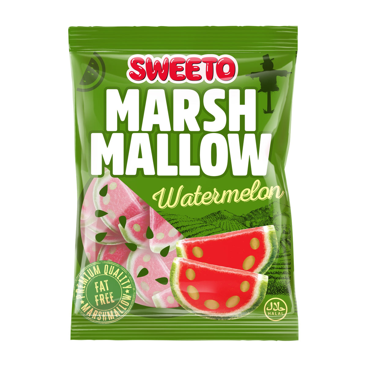 Sweeto Watermelon Marshmallows 140g bag, fat-free Halal marshmallows